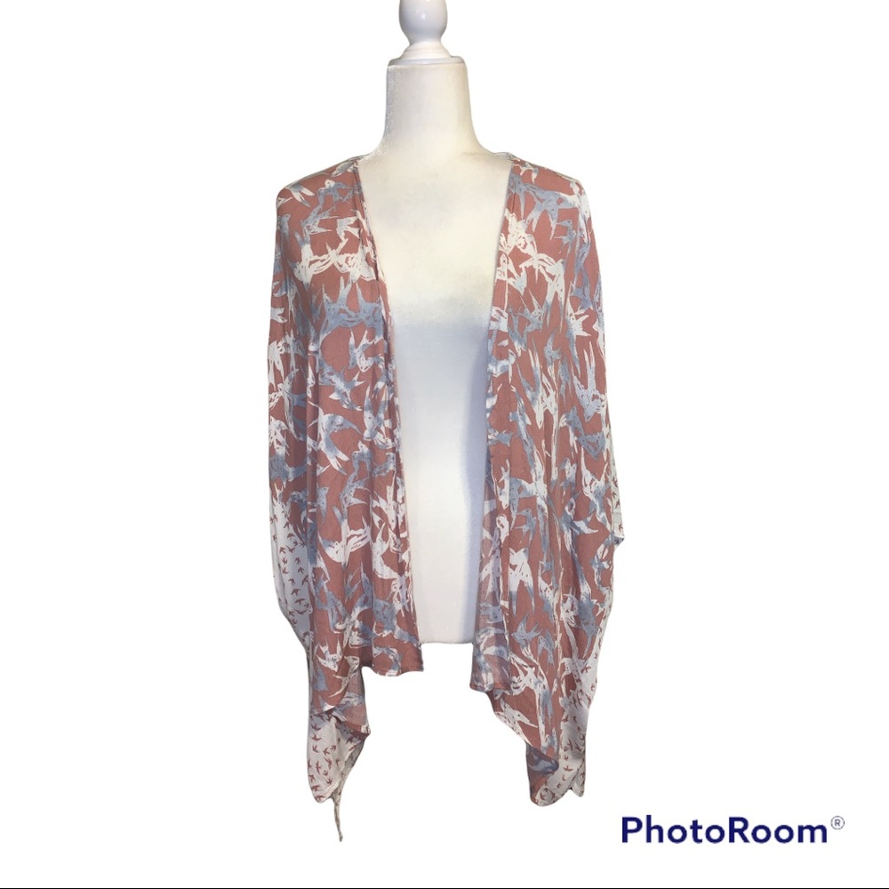 Sketchbook Birds in Flight Open Front Kimono Sz S
